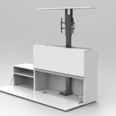 TV lift chest of drawers ML 55 inches - MATT WHITE / GLOSSY WHITE