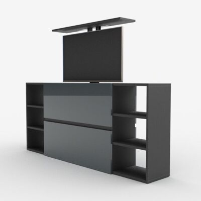 TV lift chest of drawers SL55 Plus - MATT GRAY / GLOSSY GRAY