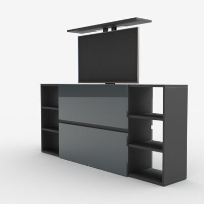 TV lift chest of drawers SL55 Plus - MATT GRAY / GLOSSY GRAY