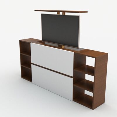 TV lift chest of drawers SL43 Plus - OAK COGNAC / MATT WHITE