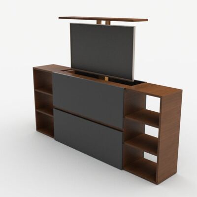 TV lift chest of drawers SL43 Plus - OAK COGNAC / MATT GRAY