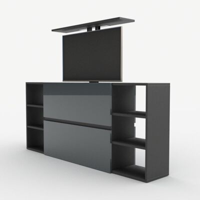 TV lift chest of drawers SL43 Plus - MATT GRAY / GLOSSY GRAY