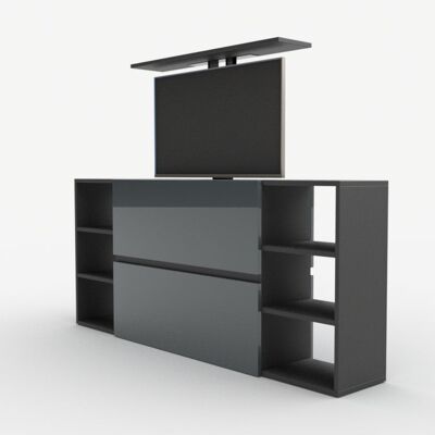 TV lift chest of drawers SL43 Plus - MATT GRAY / GLOSSY GRAY