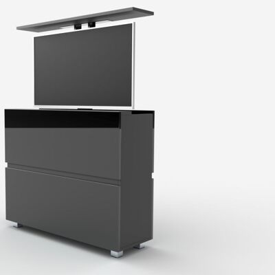 TV lift chest of drawers SL 55 inches - MATT BLACK / GLOSSY BLACK