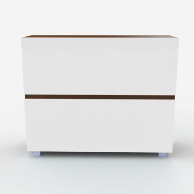 TV lift chest of drawers SL 55 inches - OAK COGNAC / GLOSSY WHITE