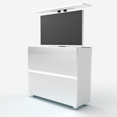 TV lift chest of drawers SL 43 inches - MATT WHITE / GLOSSY WHITE