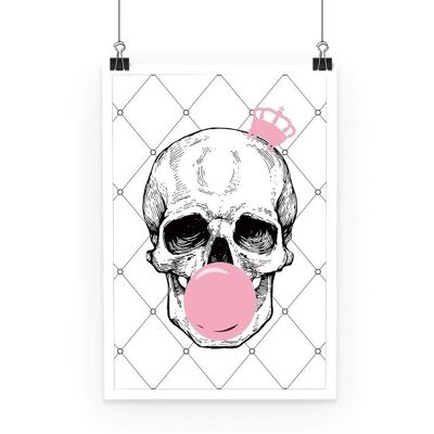 Bubblegum Skull rose et blanc Poster