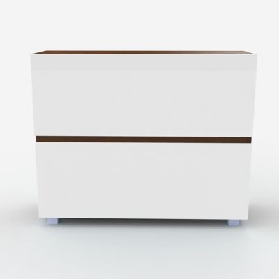 TV lift chest of drawers SL 43 inches - OAK COGNAC / GLOSSY WHITE