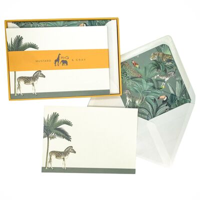 Darwin's Menagerie "Placid Zebra" Notecard Set with Lined Envelopes