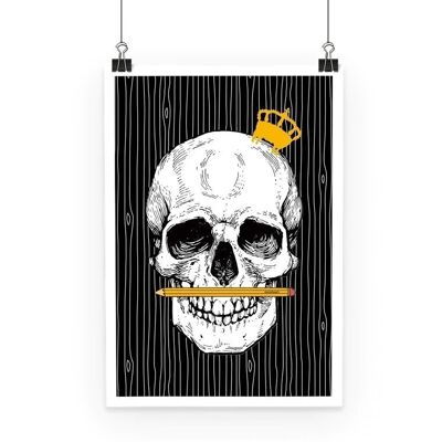 Pencil skull black & orange Poster