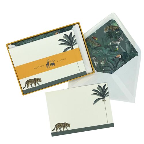 Darwin's Menagerie "Prowling Leopard" Notecard Set with Lined Envelopes