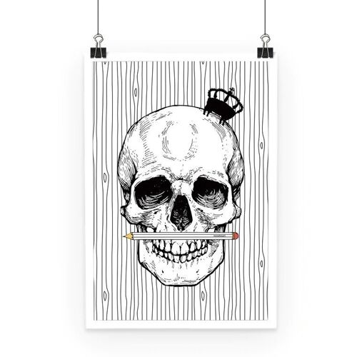 Pencil Skull monochrome Poster