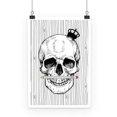 Crayon crâne monochrome Poster