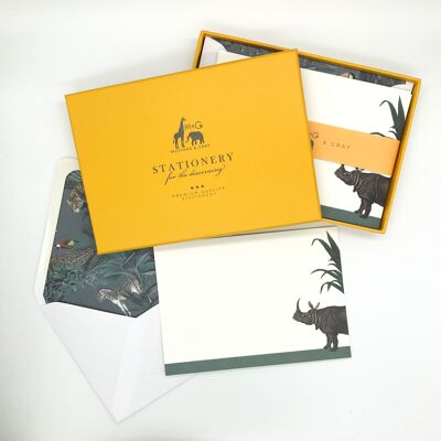 Darwin's Menagerie "Reluctant Rhino" Notecard Set with Lined Envelopes