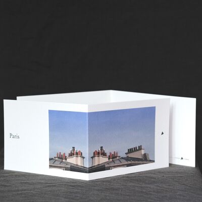 Carte postale panoramique Paris avec enveloppe ciglée
