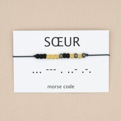 Bracelet code Morse Soeur (argent, or rose, or)