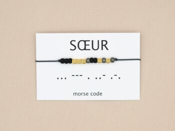 Bracelet code Morse Soeur (argent, or rose, or) 1