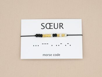 Bracelet code Morse Soeur (argent, or rose, or) 12