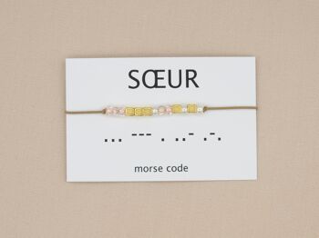 Bracelet code Morse Soeur (argent, or rose, or) 9