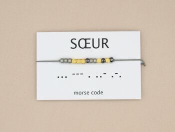 Bracelet code Morse Soeur (argent, or rose, or) 10