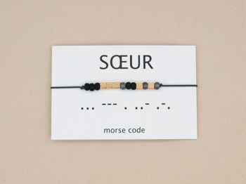 Bracelet code Morse Soeur (argent, or rose, or) 7