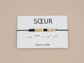 Bracelet code Morse Soeur (argent, or rose, or) 8