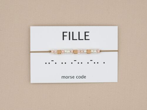 Morse code armband fille (zilver, rosé goud of goud)