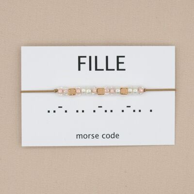 Morse code armband fille (zilver, rosé goud of goud)