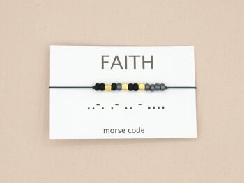 Bracelet code Morse Foi (argent, or rose, or) 11