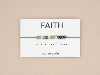 Bracelet code Morse Foi (argent, or rose, or) 10