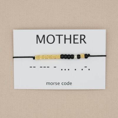 Pulsera de código morse madre (plata, oro rosa, oro)