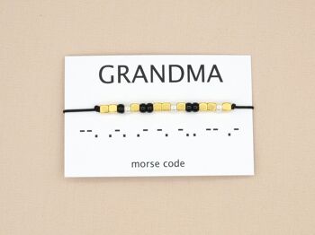 Bracelet code Morse Grandma (argent, or rose, or) 12