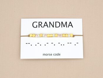 Bracelet code Morse Grandma (argent, or rose, or) 9