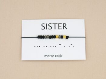 Bracelet Sœur code Morse (argent, or rose, or) 11