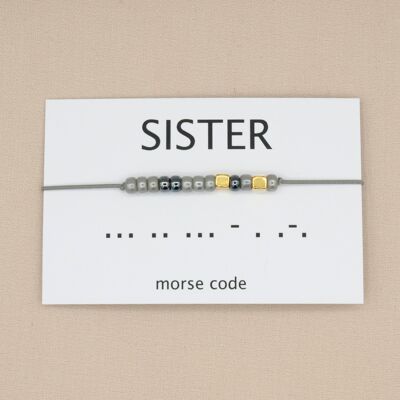 Hermana de la pulsera del código morse (plata, oro rosa, oro)