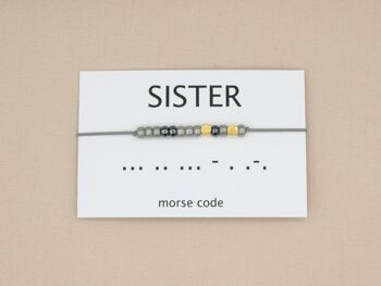 Bracelet Sœur code Morse (argent, or rose, or) 1