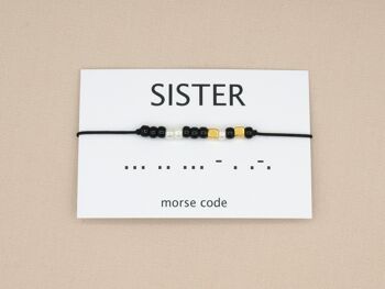 Bracelet Sœur code Morse (argent, or rose, or) 12