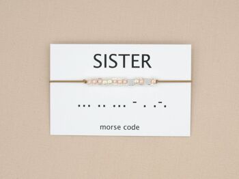 Bracelet Sœur code Morse (argent, or rose, or) 10
