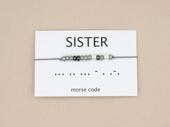 Bracelet Sœur code Morse (argent, or rose, or) 2