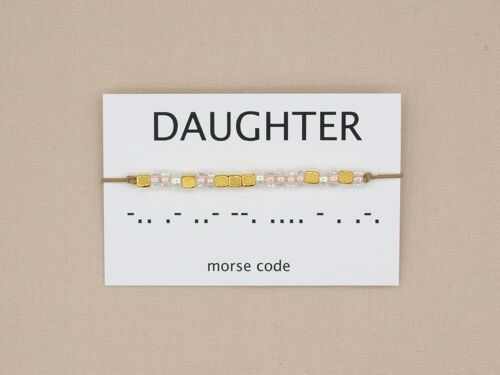 Morse code armband daughter (zilver, rosé goud,goud)
