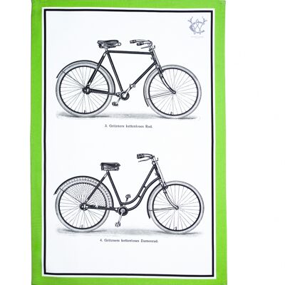 Buntes Geschirrtuch Antik Fahrraddruck His & Hers Green Edge Luxus Baumwolle Geschenk Küchenwäsche