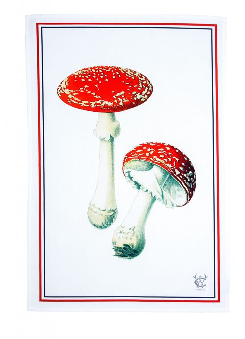 Amanita Muscaria Tea Towel Illustration from Leon Dufour 1891 100% Cotton Made in the UK