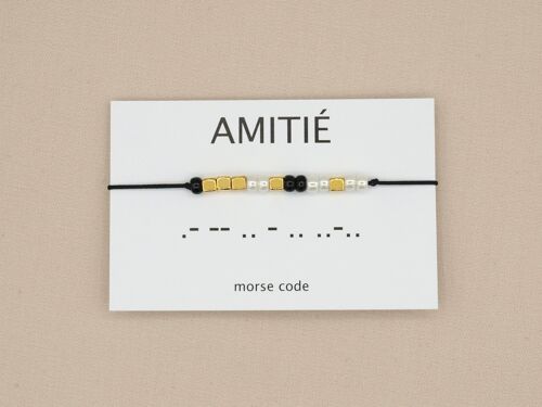Morse code armband Amitié (zilver, rosé goud,goud)