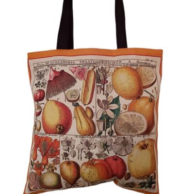 Borsa shopping/borsa piccola con stampa antica di frutta esotica