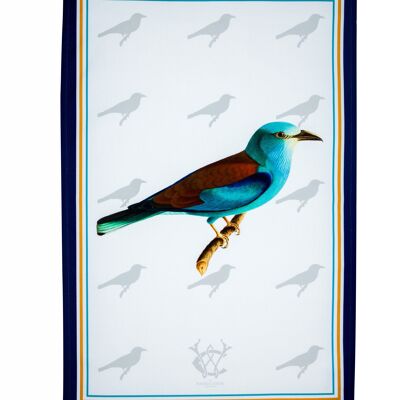 Asciugamano europeo Roller Blue Bird con stampa anticata, 100% cotone, prodotto nel Regno Unito