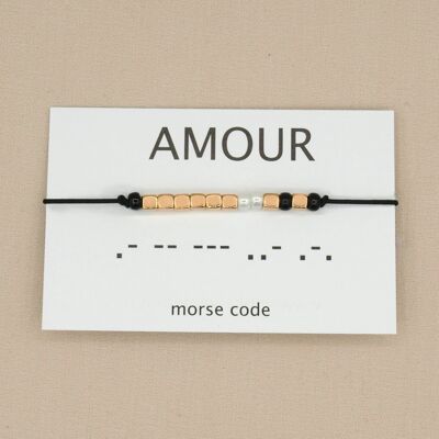 Bracelet code Morse Amour (argent, or rose, or)