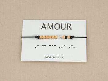 Bracelet code Morse Amour (argent, or rose, or) 1