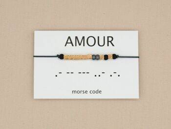 Bracelet code Morse Amour (argent, or rose, or) 7