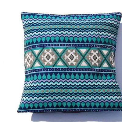 Cushion cover "MANILA" 65 - cushion cover with purple-blue jacquard pattern