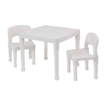 Ensemble table et chaises en plastique blanc pour enfants 2